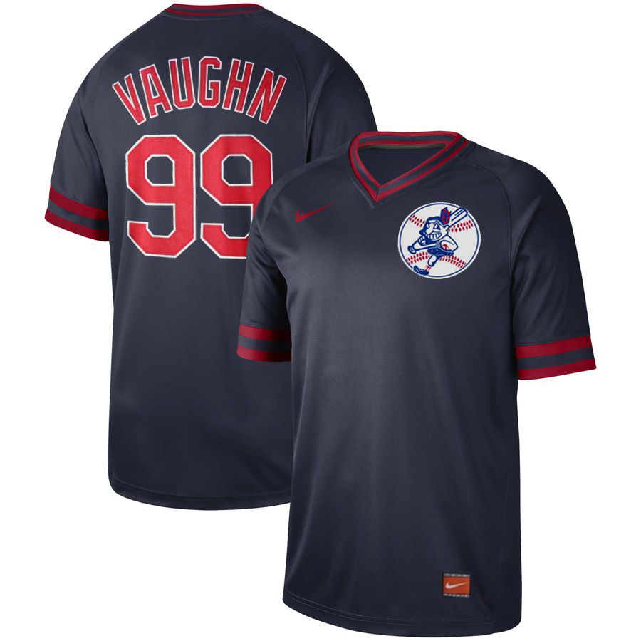 Men Cleveland Indians 99 Vaughn Dark blue Nike Cooperstown Collection Legend V-Neck MLB Jersey